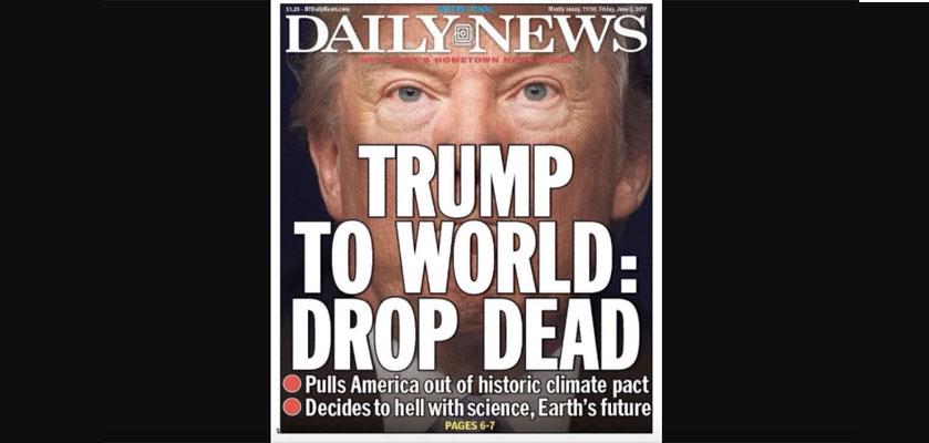 Daily News front page Trump to world