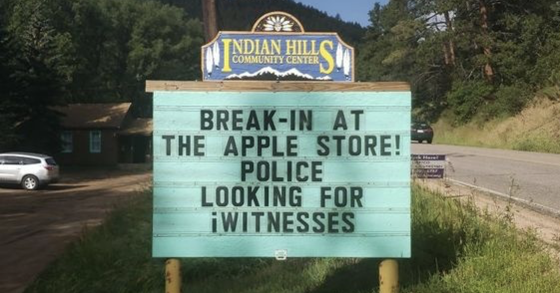 apple humor roadside sign